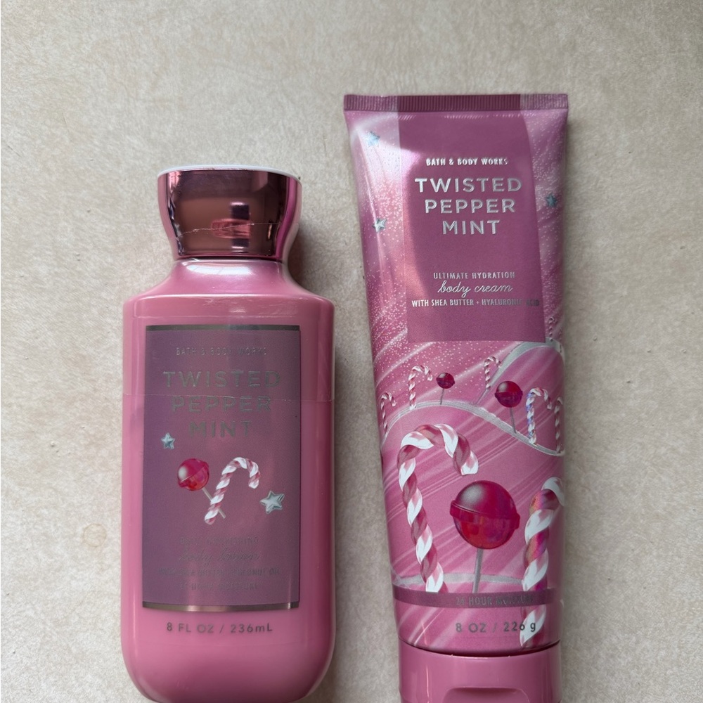 Bath & Body Works Twisted Peppermint Moisturizer Set - Pink